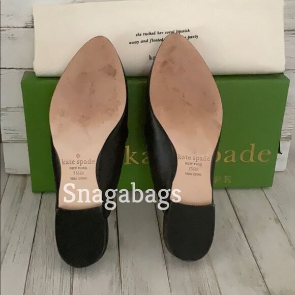 KATE SPADE NIB CANYON BLACK NAPPA POINTED TOE SLIP ON FLAT SHOES SIZE 7.5 M - Picture 10 of 11